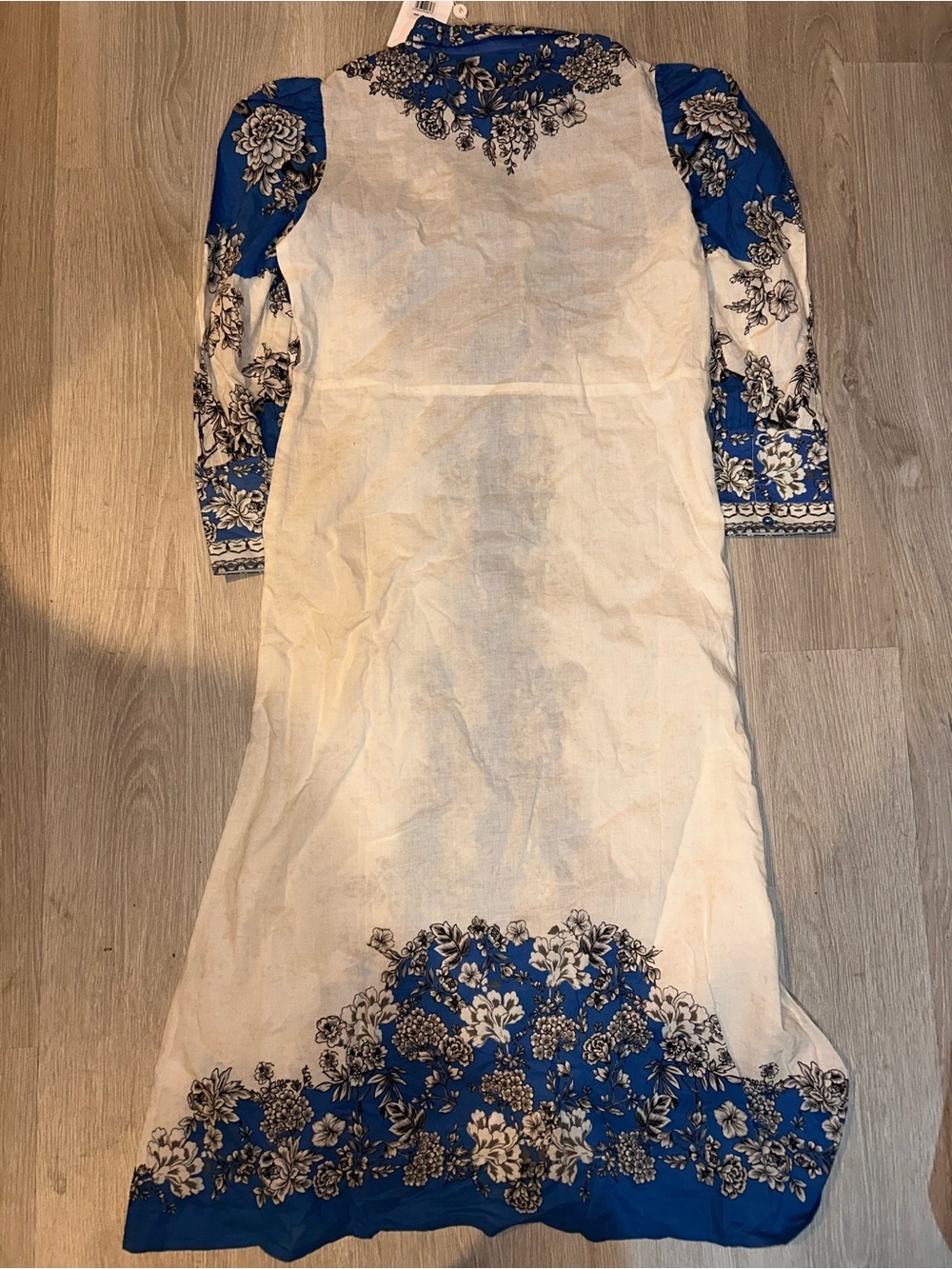 Blue Floral Button-Front Maxi Shirt Dress- no belt - Picture 7 of 7